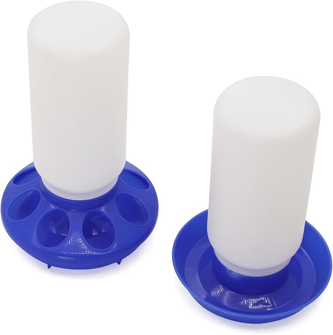 Chick Feeder and Waterer Set Kit-No Waste Baby Chick Starter Kit with 1L Chicken Water Dispenser and 1kg Feeder for Poultry and Baby Chicks,Plastic Chicken Coop Accessories (Blue, M)