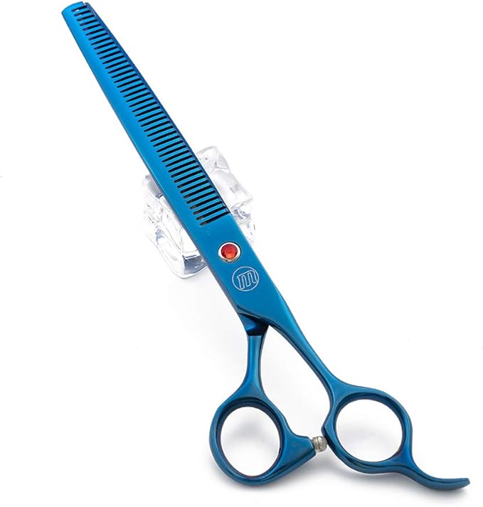 Moontay Professional 8.0" Dog Grooming Scissors Set, 4-pieces Straight, Upward Curved, Downward Curved, Thinning/Blending Shears for Dog, Cat and Pets, JP Stainless Steel, Blue