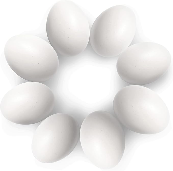 SunGrow Fake Eggs to Train Birds from Laying in The Nesting Boxes & to Stop from Eating Own Eggs, White Color, 8 Pack Plastic Eggs Suitable for Parakeet and Cockatiel