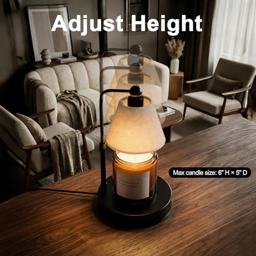 Candle Warmer Lamp with Timer, Dimmable - Flaxen-Conical, Linen, 2 Bulbs Included - Image 3