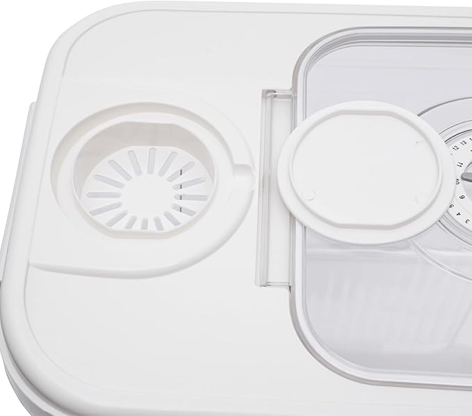 11lb Large Capacity Rice Bucket, Food Containers, Plastic Grain Storage Container with Lid and Timer, Food Storage Bins Airtight Kitchen Storage Containers (White, 13.4 * 10 * 8.86in)