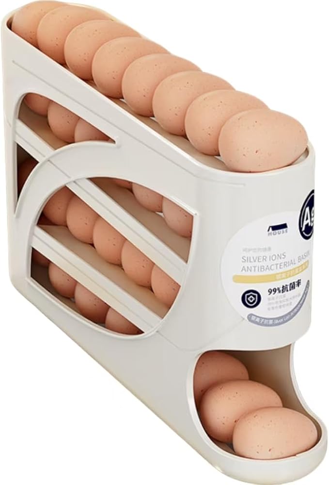 Fridge Egg Holder, 30 egg organizer/tray for refrigerator,fridge organizers and storage for Kitchen.(White)