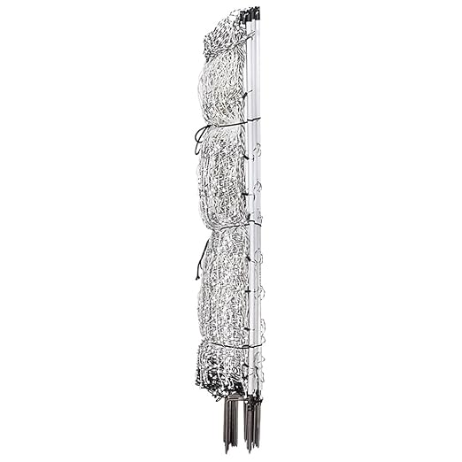 Premier 1 PoultryNet® Plus, 48"H x 100'L Portable Electric Fence with Extra Line Posts to Reduce Sag | Double Spike for Added Stability | White/Black Fence for Chickens, Ducks, Geese