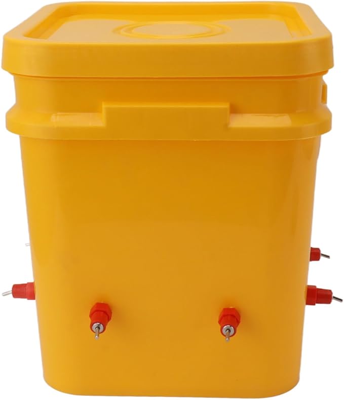 GLOGLOW Automatic Chicken Waterer Bowl, Durable Plastic with Gravity System, 12L Drinker for Chickens, Ducks and Other Poultry (Bucket + Butt Red Head)