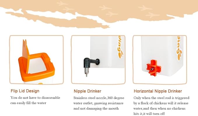 1L Hanging Automatic Waterer System Chick Drinker Cups Automatic Fill Poultry Watering Cup Used for Cage (Orange, 1)