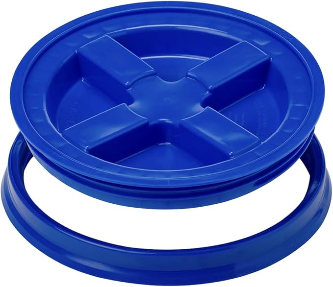 House Naturals 6 Gallon Food Grade BPA Free Made in USA Bucket Pail with Blue Airtight Double Gasket Screw on Lid (Pack of 2)