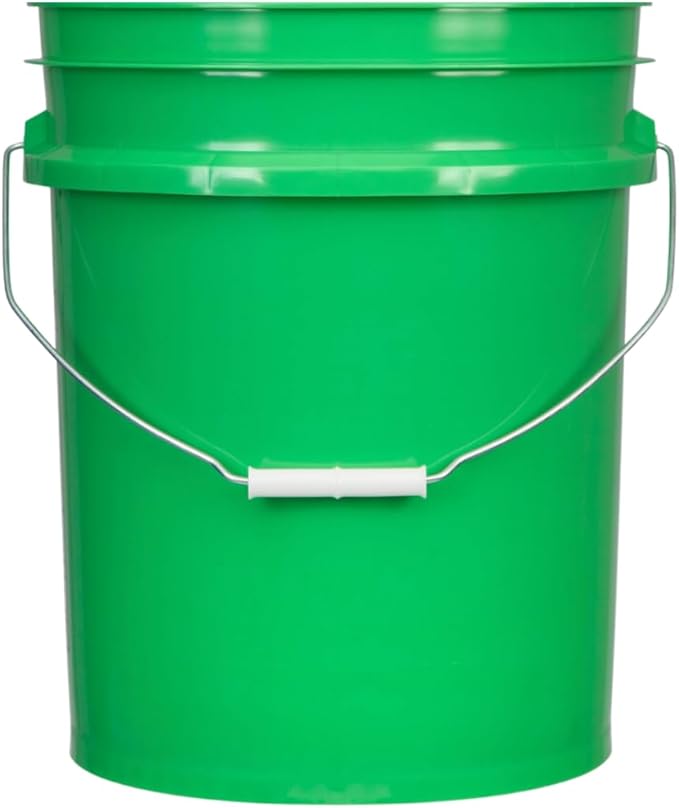 House Naturals 5 Gallon Green Food Grade BPA Free Made in USA Bucket Pail with Airtight Screw On Blue lid(Pack of 2)