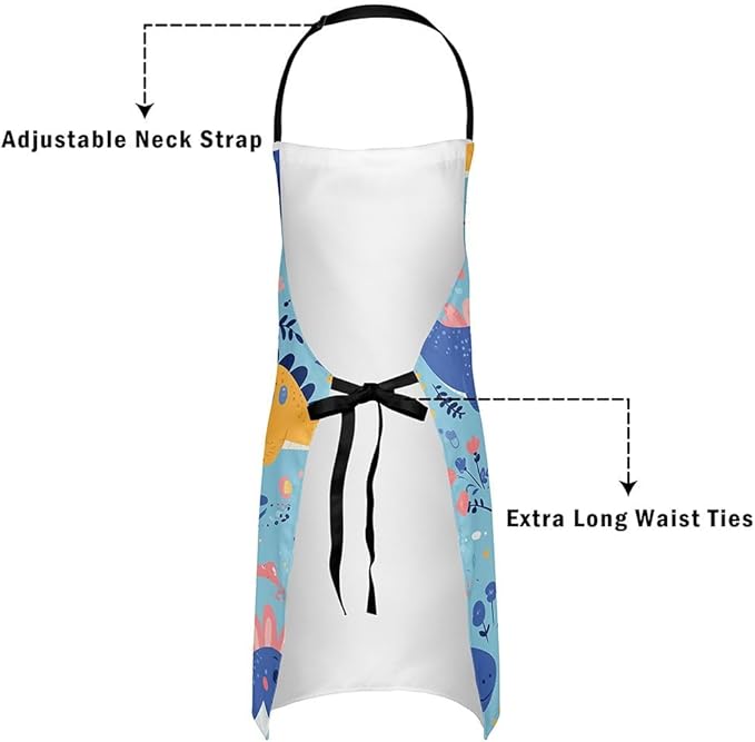 jejeloiu Cartoon Cats Apron for Women Men 26"x31"