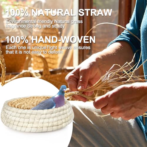 Chicken Nest for Chicken Coop, Handmade Woven Flat Base Straw - One Size, yellow, 2 Pack - Image 4