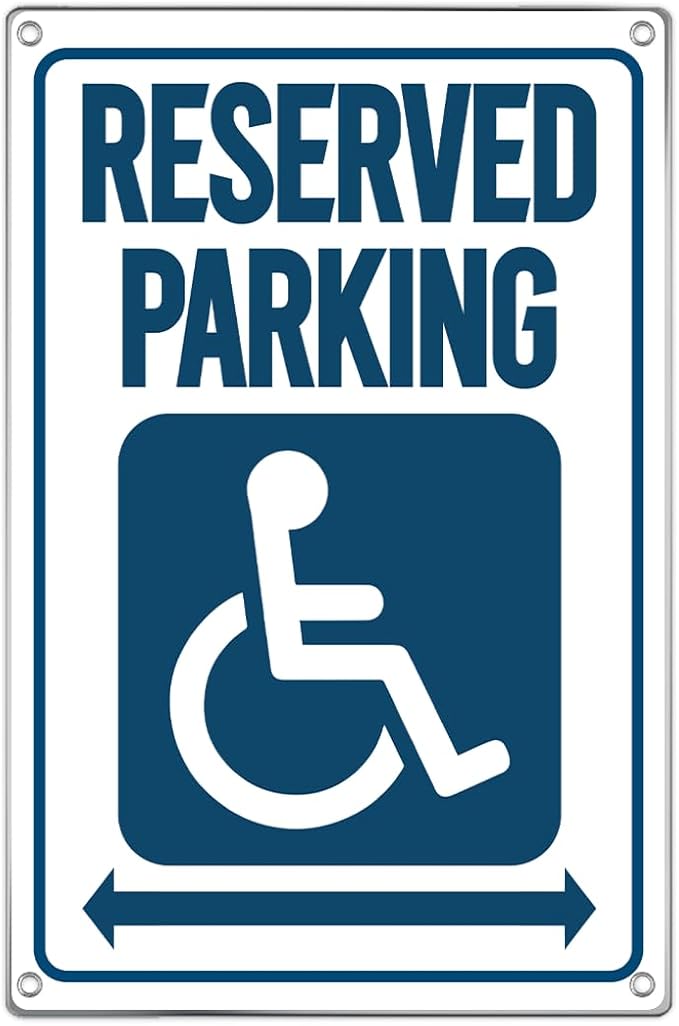 Reserved Parking Handicap Wheelchair Sign 8 x 12 Inch Metal For Accessible Spaces Outdoor Vintage Aluminum Art Wall Home Kitchen Indoor