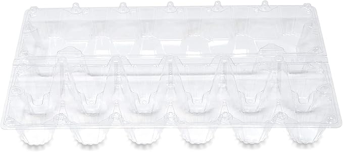 Limera Disposable Plastic Egg Cartons, Clear, 100 Pieces, Tray Egg Container Holder for Refrigerator (12 Egg Tray), Transparent