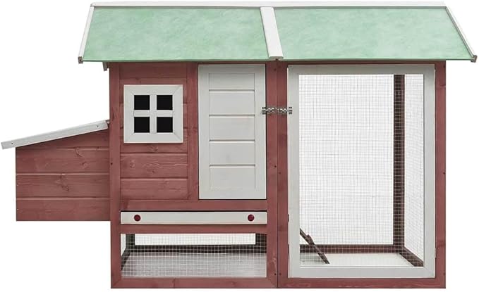 Wooden Rabbit Cage 67 x 67 x 43.3 in Outdoor Hutch Mocha & Green Solid Pine Fir Weatherproof Hutch for Garden Yard Patios