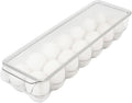 Dependable Industries inc. Essentials Clear Acrylic Egg Storage Container with Lid, 14-Egg Capacity, BPA-Free Refrigerator Organizer, Stackable Tray with Handle, Dishwasher Safe