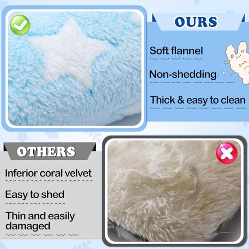 MEWTOGO 15.7" x 14" Bunny Bed for Rabbit Cage - 15.7 x 14In, Light blue - Star, Flannelette, Thickened & Soft - Image 3