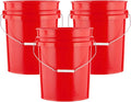 House Naturals 5 Gallon Premium HPDE Plastic Bucket - Made in USA Food Grade Storage Container, BPA Free All Purpose Pail (3, Red)