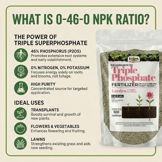 Old Cobblers Farm™ Wicked Growth Triple Phosphate - Boosts Root Development & Flowering, Eco-Friendly (5 lbs | 10 lbs | 15 lbs | 20 lbs) (5 lbs)