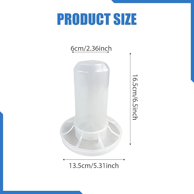 Automatic Chicken Feeder, Feeder Bucket No Waste Easy Clean and Fill Birds Dispenser with Ports for Lawn Pigeon Garden, for 350g Feed