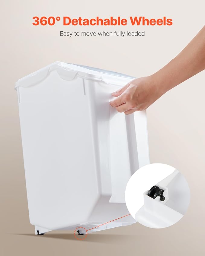 Happybuy Rice Storage Container, 4.5Gallon/20L Capacity Large Dog Food Dispenser Bin. Kitchen Ingredient Grain Cereal Flour Bin. Pet Food Container with Wheels, Measuring Cup, Airtight Lid. 1 Pack.