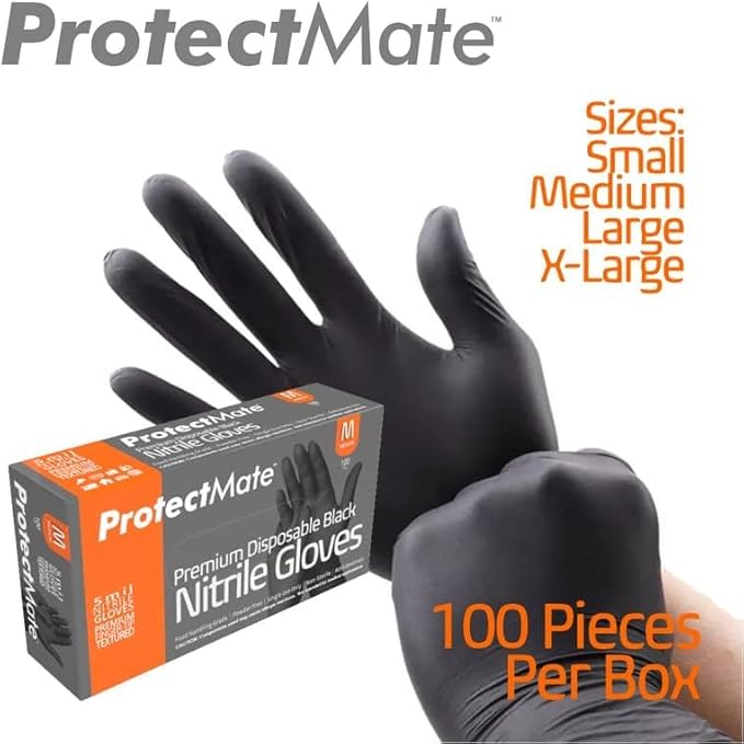 5 Mil Black Nitrile Gloves for Food Prep - Textured Food Prep Gloves - Food Handling Gloves Disposable Latex Free