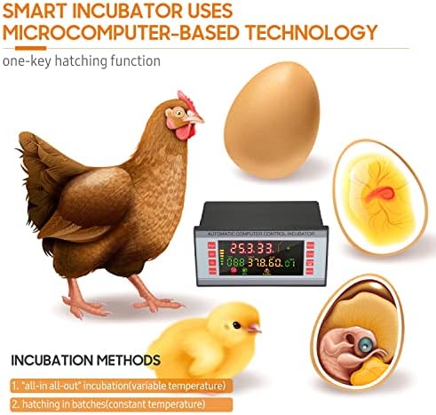 Egg Incubator Controller with Temperature and Humidity Sensor Probe, Digital Thermostat, Dual-Channel, LED Display, Automatic Egg-Turning, AC 160V-220V, 6.29x3.14x3.74 Inch