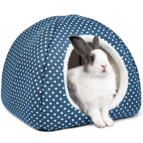 Rabbit Hideout Large Bunny Bed Washable Rabbit House - Dark blue, Polyester by Tierecare