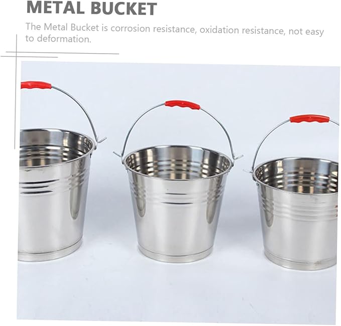 Mobestech 304 Stainless Steel Large Capacity Pickup Bucket with Lid Multipurpose Water Storage Container for Milk Ice Cubes Sturdy Design for Farm and Household Use