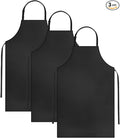Gotega 3 Pack Waterproof Rubber Vinyl Apron Adjustable Bib Apron - Cooking Kitchen Apron for Women Men Chef Heavy Duty Work Apron for Dishwashing Lab Butcher Black