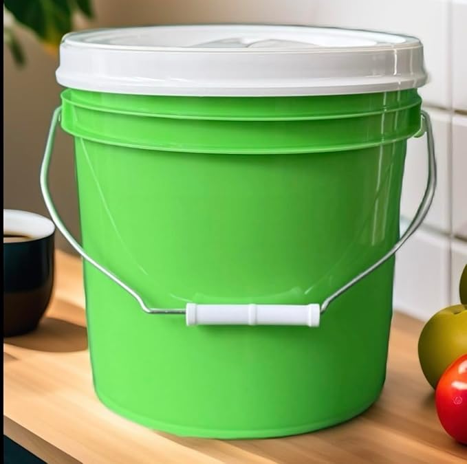 House Naturals 2 Gallon Food Grade - BPA Free Made in USA Buckets Lime Color pails with Screw On Gasket Lids (3, Lime - White lids)
