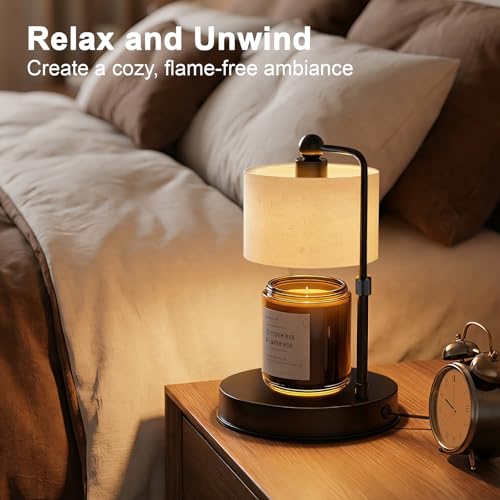 Candle Warmer lamp for 3 Wick Candles, Large Candle Warmer Lamp with Timer - Flaxen-Large, Linen, 2 Bulbs Included - Image 4