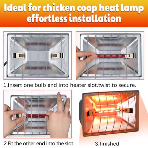 Tujoe 4 Pcs 250w Chicken Coop Heat Lamp Replacement for Pets Brooder Heater - mainly glass - Image 3