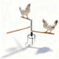 Chicken Perch Toys for Coop & Backyard Chickens, Small Chicken Perch Roosting Bars with 3-Prong Metal Ground Plug & Adjustable and Replaceable Wood Bar(Wooden, 22" H x 14" R)
