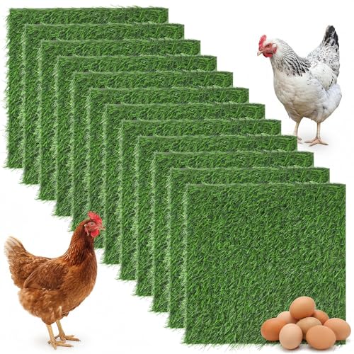 12Pack Chicken Nesting Box Pads for Chicken Coop 12"x12" Reusable Nesting Box Liners Pads - 11.8 × 11.8 inches, Green by MSHHDK