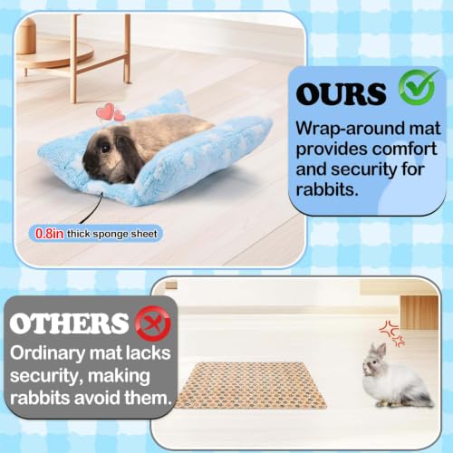 MEWTOGO 15.7" x 14" Bunny Bed for Rabbit Cage - 15.7 x 14In, Light blue - Star, Flannelette, Thickened & Soft - Image 2