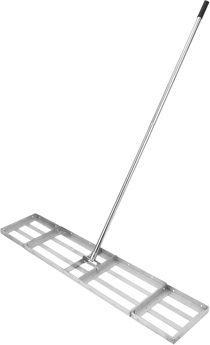Lawn Leveling Rake Lawn Leveler, 48" x10” Stainless Steel 180° Rotating 6FT Long Handle, Heavy-Duty Landscape Rake Ergonomic Design, for Backyard Farm Garden Golf Course