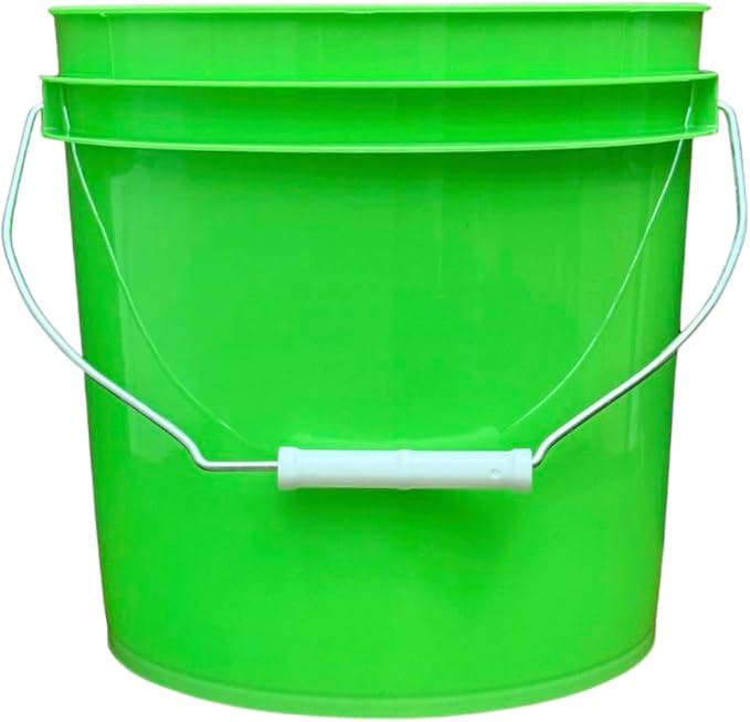 House Naturals 2 Gallon Food Grade - BPA Free Made in USA Buckets Lime Color pails with Screw On Gasket Lids (2, Lime - White lids)