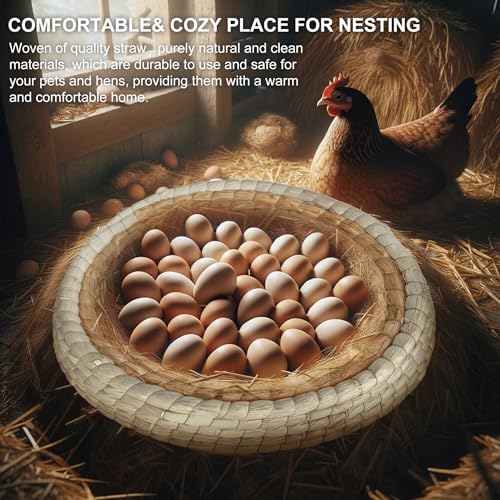Chicken Nest for Chicken Coop, Handmade Woven Flat Base Straw - One Size, yellow, 2 Pack - Image 3