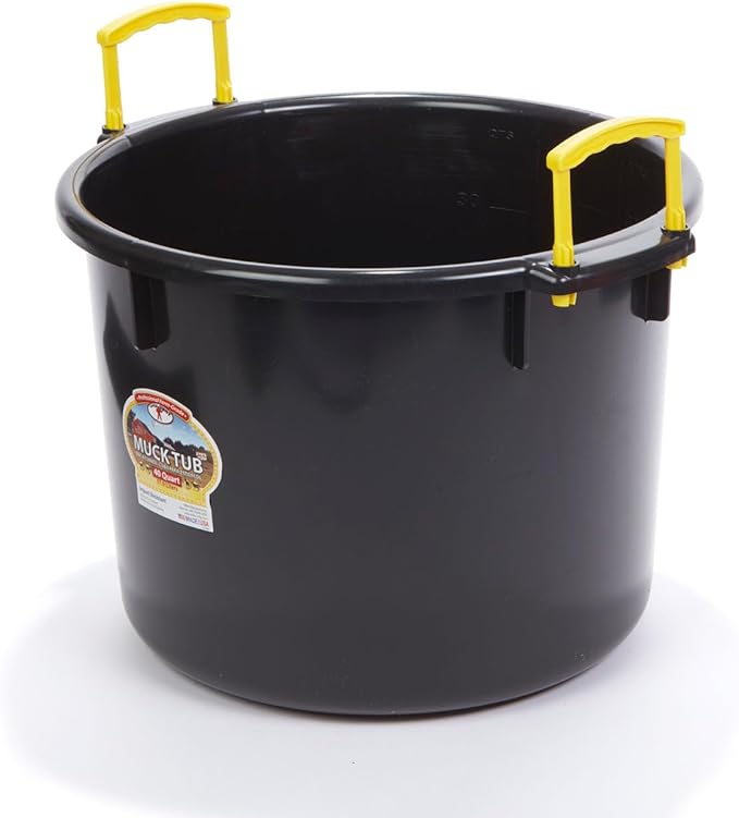 Little Giant® Plastic Muck Tub | Durable & Versatile Utility Bucket with Handles | Muck Bucket | Durable Handles | 40 Quart | Black