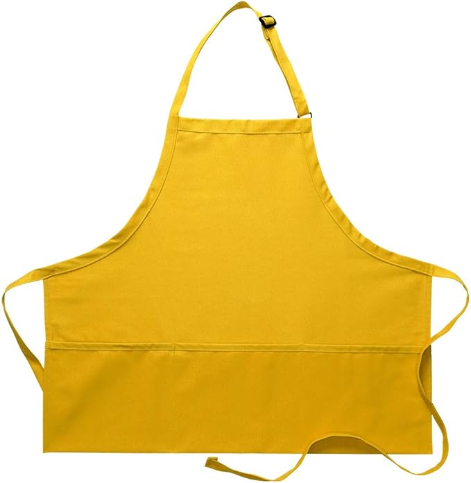 DayStar Apparel Premium Quality 3-Pocket Bib Apron with Adjustable Neck and Extra Long Ties - Style 200