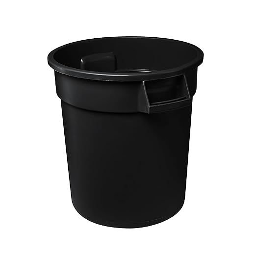 Feed and Seed Storage Container, 32 Gallon Black Round Commercial Trash Can, Food Storage Plastic Bin, Use in Agricultural, Gardening, or Household