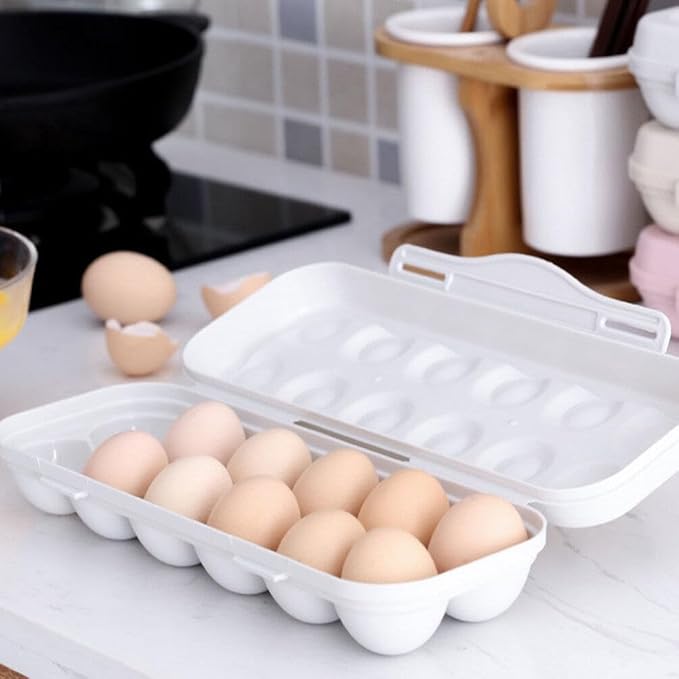 Zerodeko 12 Count Egg Holder for Refrigerator with Lid Plastic Fresh Storage Box for Kitchen and Fridge Organization Compact 11.81X4.33X2.55In Egg Storage Container