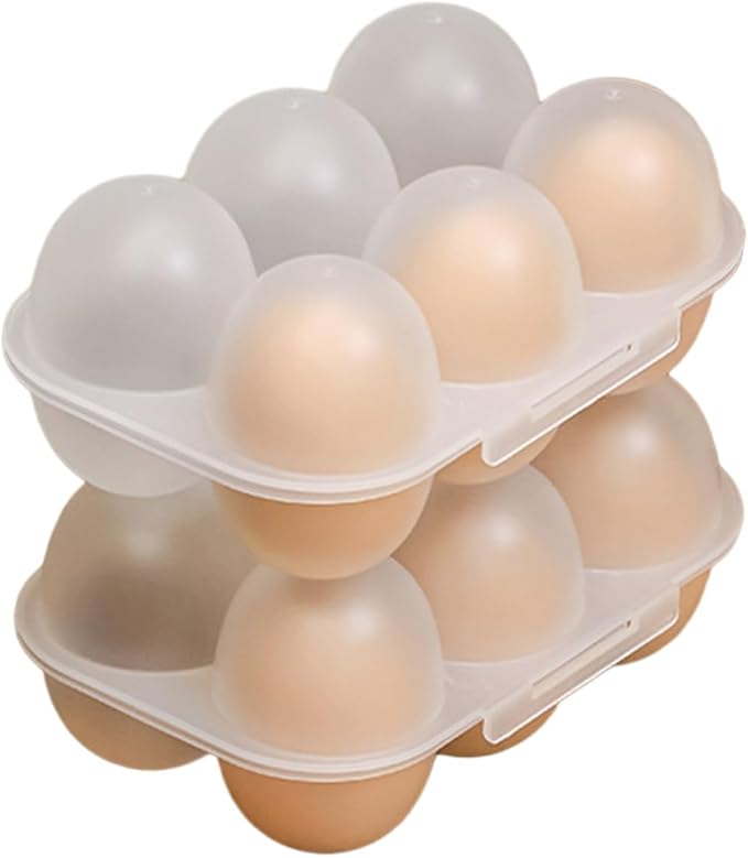 6 Egg Grid Storage Container - Plastic Eggs Holder With Handle, Outdoor Egg Carriers For Kitchen & Restaurants
