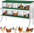 Chicken Nest Box, 10-Compartment Egg-Laying Box, Metal Hen House, Convenient for Collecting Eggs - Ventilated Poultry House Equipment - Suitable for Hens, Ducks Green,with Stand