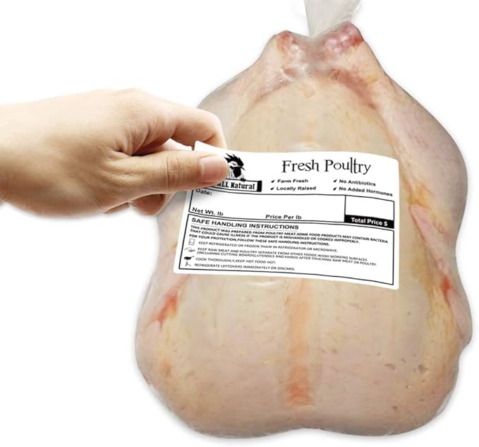 Poultry Freezer Labels,50 Pcs 4x3 Inch with Handling Instructions Exemption