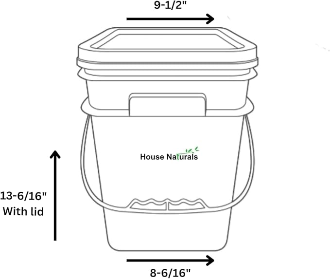 House Naturals 4 Gallon Square Food Grade Gray Bucket Container (Pack of 6 pails, no lids)