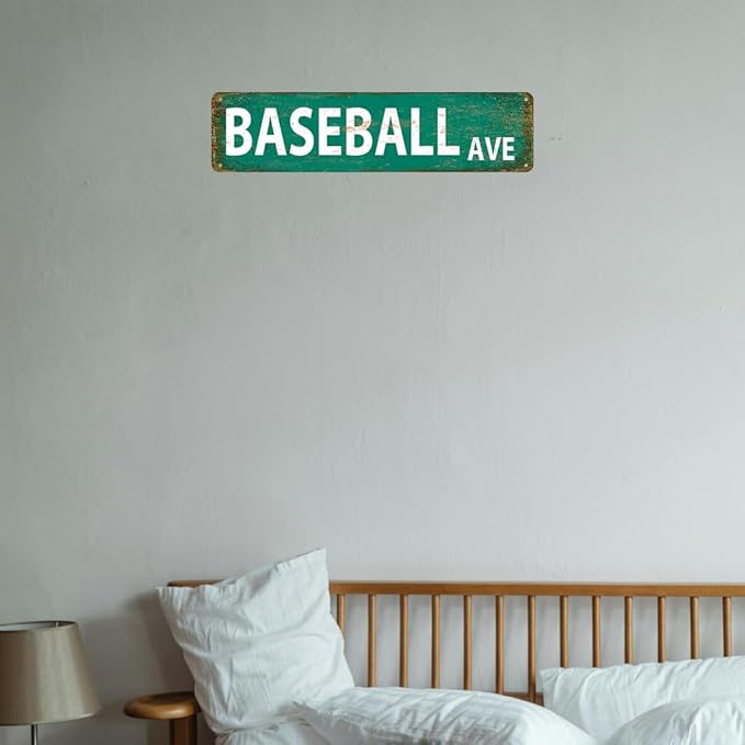 Baseball Decor Baseball Ave Signs Vintage Metal Tin Sign Baseball Street Sign Baseball Decor For Boys Room Baseball Ave Theme Party baseball Wall Decorations 4x16 Inches