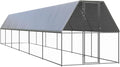 Large Galvanized Pet Enclosure 78.7 in Silver Outdoor Dog Kennel with Lockable Gate Durable UV Shield Chicken Coop or XL Dog Crate for Backyard Farm Garden