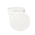 Feed and Seed Storage Container, 44 Gallon White Round Commercial Trash Can and Lid, Food Storage Plastic Bin, Use in Agricultural, Gardening, or Household