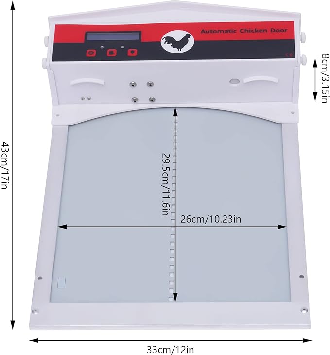 Automatic Chicken Coop Door with Timer&Light Sensor, Weatherproof Chicken Door Opener Kit with LCD Screen, Anti-Pinching Protect Function, Safety Mechanism, Battery Powered