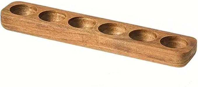 Solid Wood Egg Holder Countertop Wooden Egg Tray to Hold Fresh Eggs Rustic Egg Storage Rack Deviled Egg Plates for Countertop Display Kitchen Organization Refrigerator Storage (6 Eggs)
