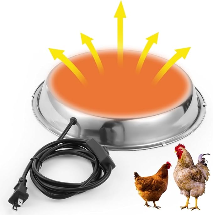 Heated Base Water Heater for Poultry Waterer, 55 Watts Chicken Pet Water Deicer, Metal Poultry Founts Pet Heater for Winter